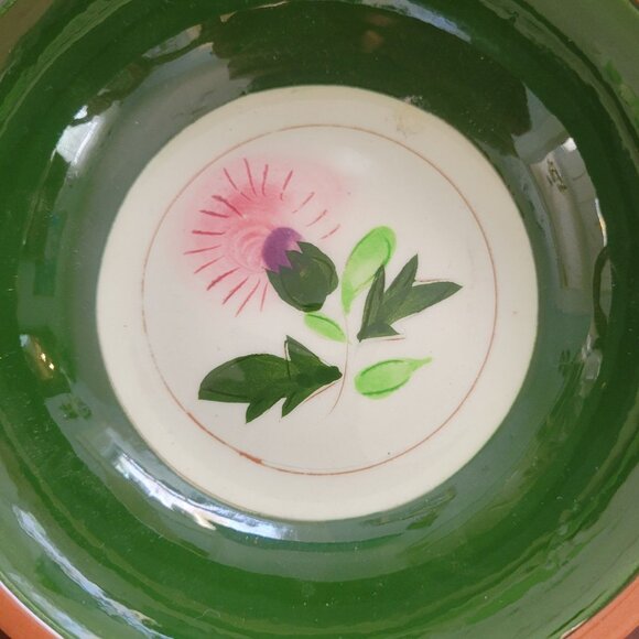 Stangl Pottery Bowl Pink Thisle Green Interior 5" Diameter Vintage - Picture 2 of 5